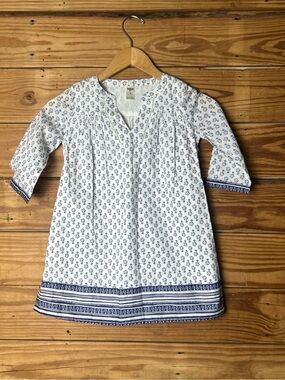 OshKosh B'gosh White Dress with Blue Floral Border